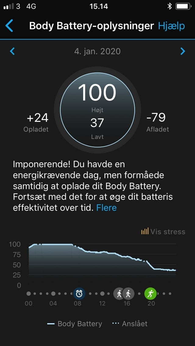 garmin connect statistikk body battery