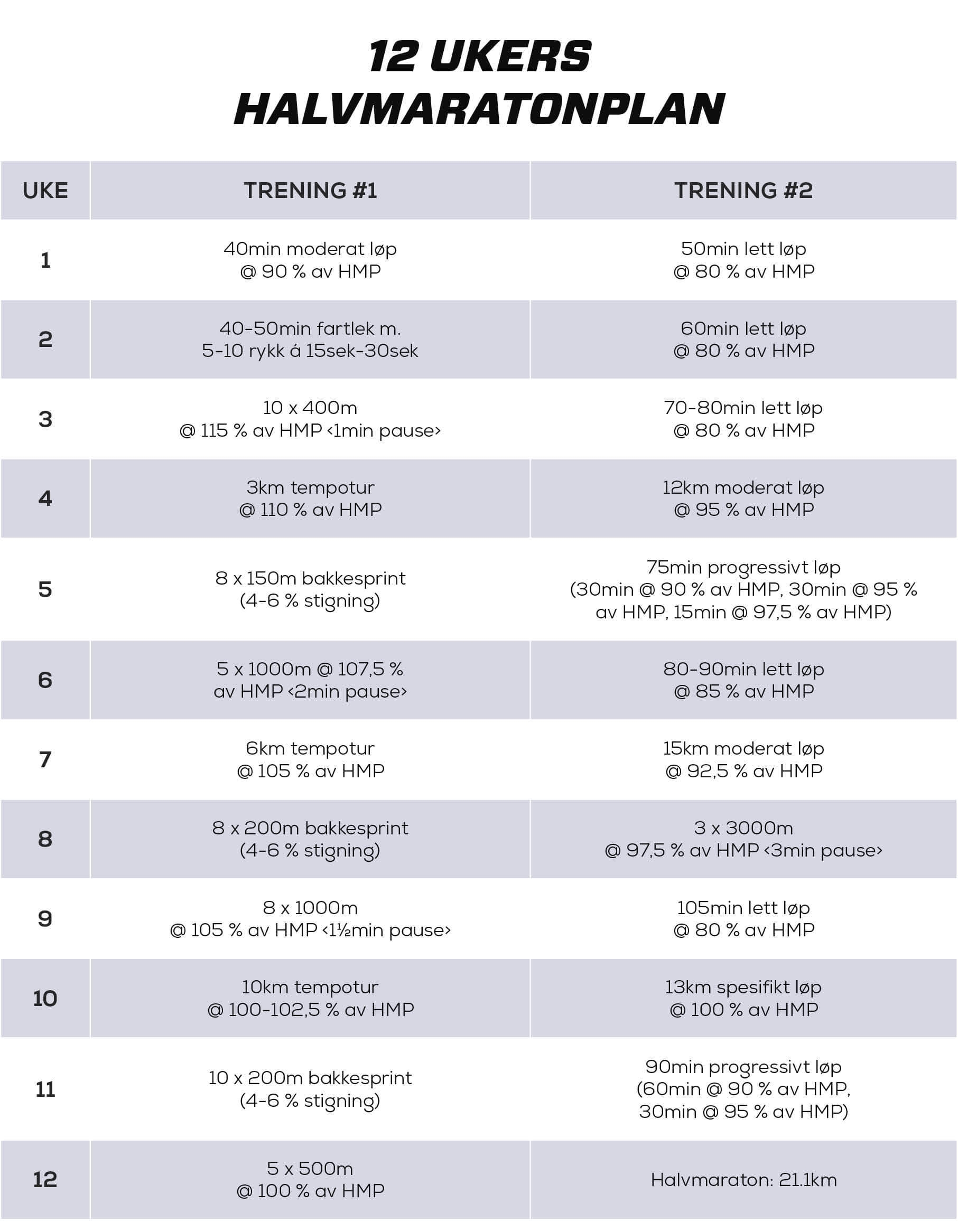 Halvmarathon program