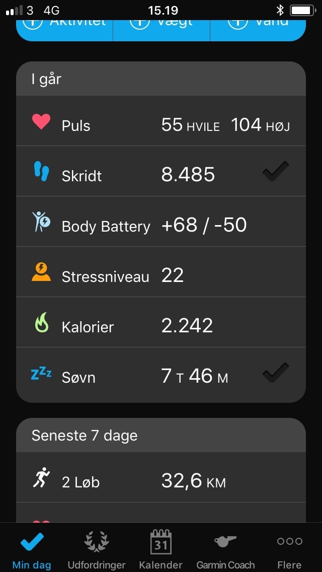 garmin connect statistikk oversikt