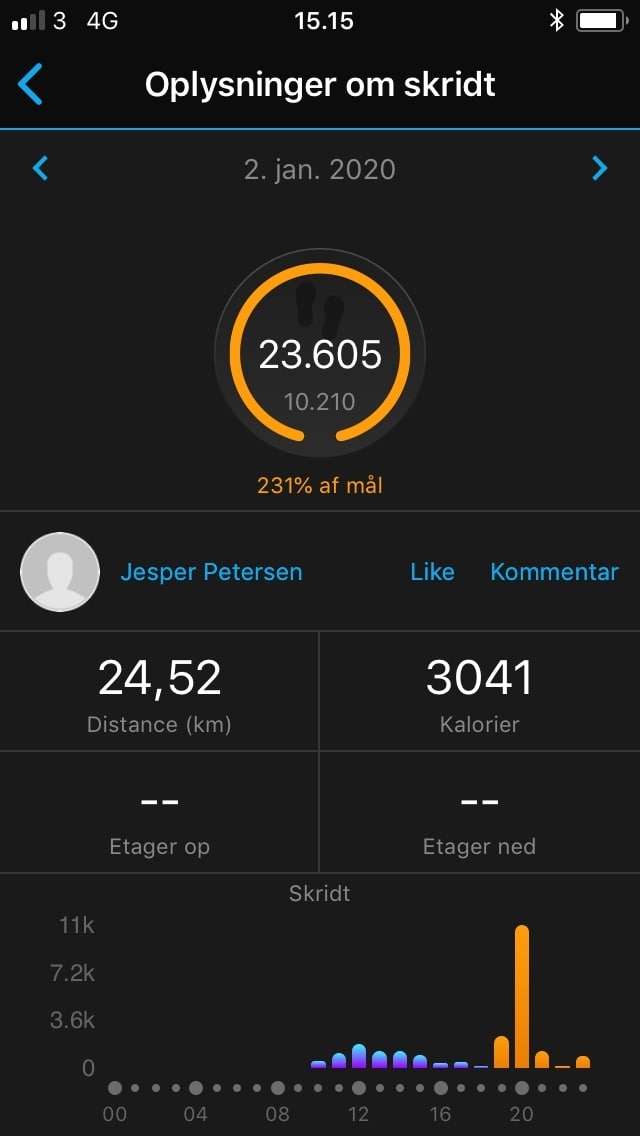 garmin connect statistikk skritt